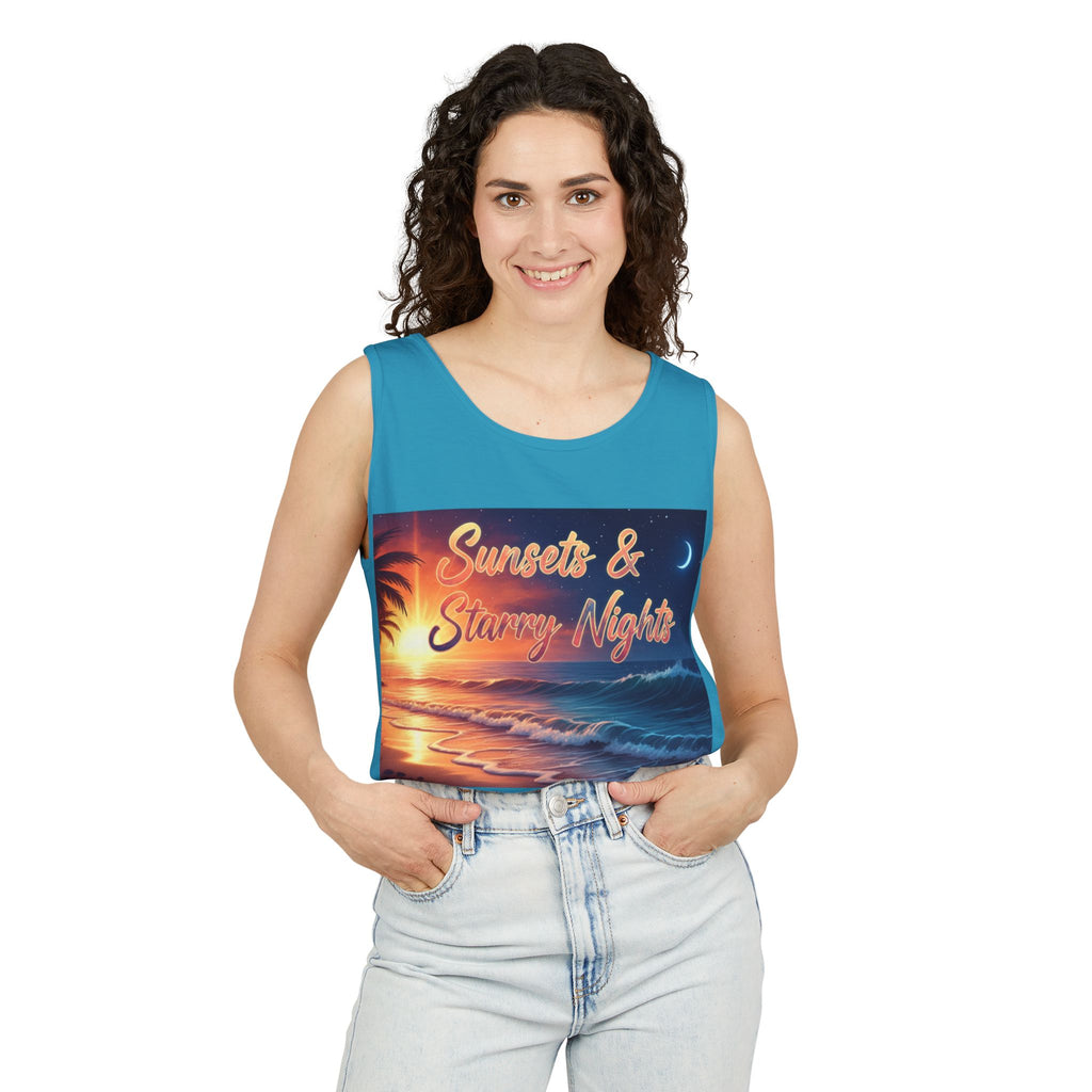 Sunsets & Starry Nights Unisex Tank Top — Beach Graphic Tee