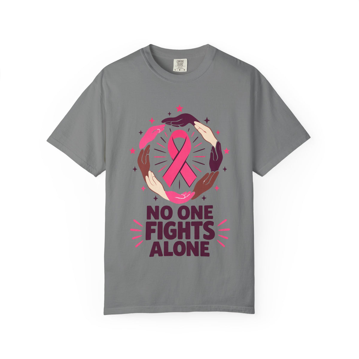 No One Fights Alone Breast Cancer Awareness Tee