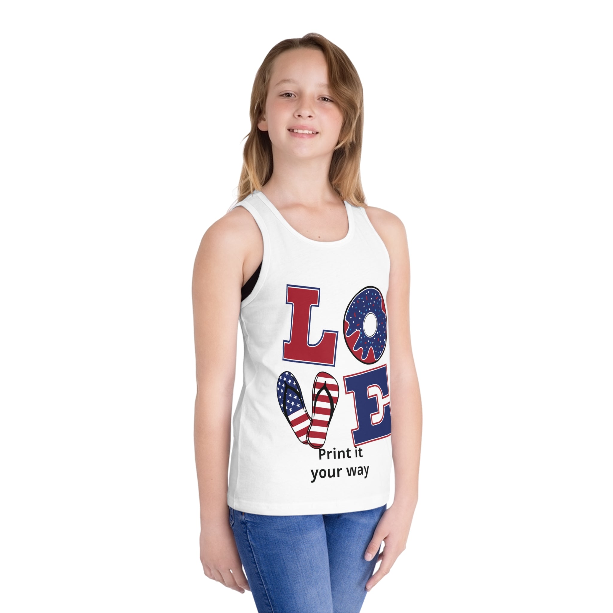 Patriotic 'LOVE' Peace Sign Kid's Jersey Tank Top