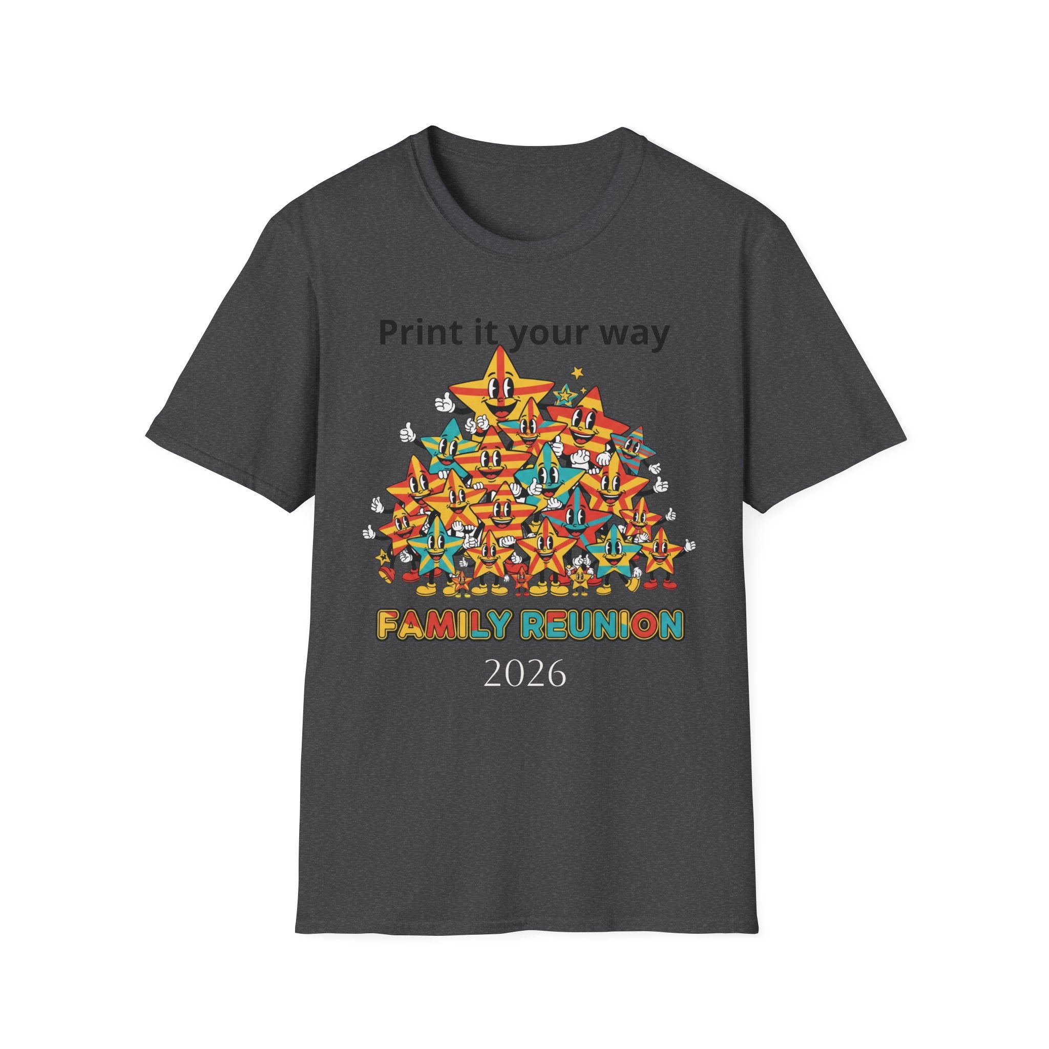 Family Reunion T-Shirt — Colorful Smiling Star Pile