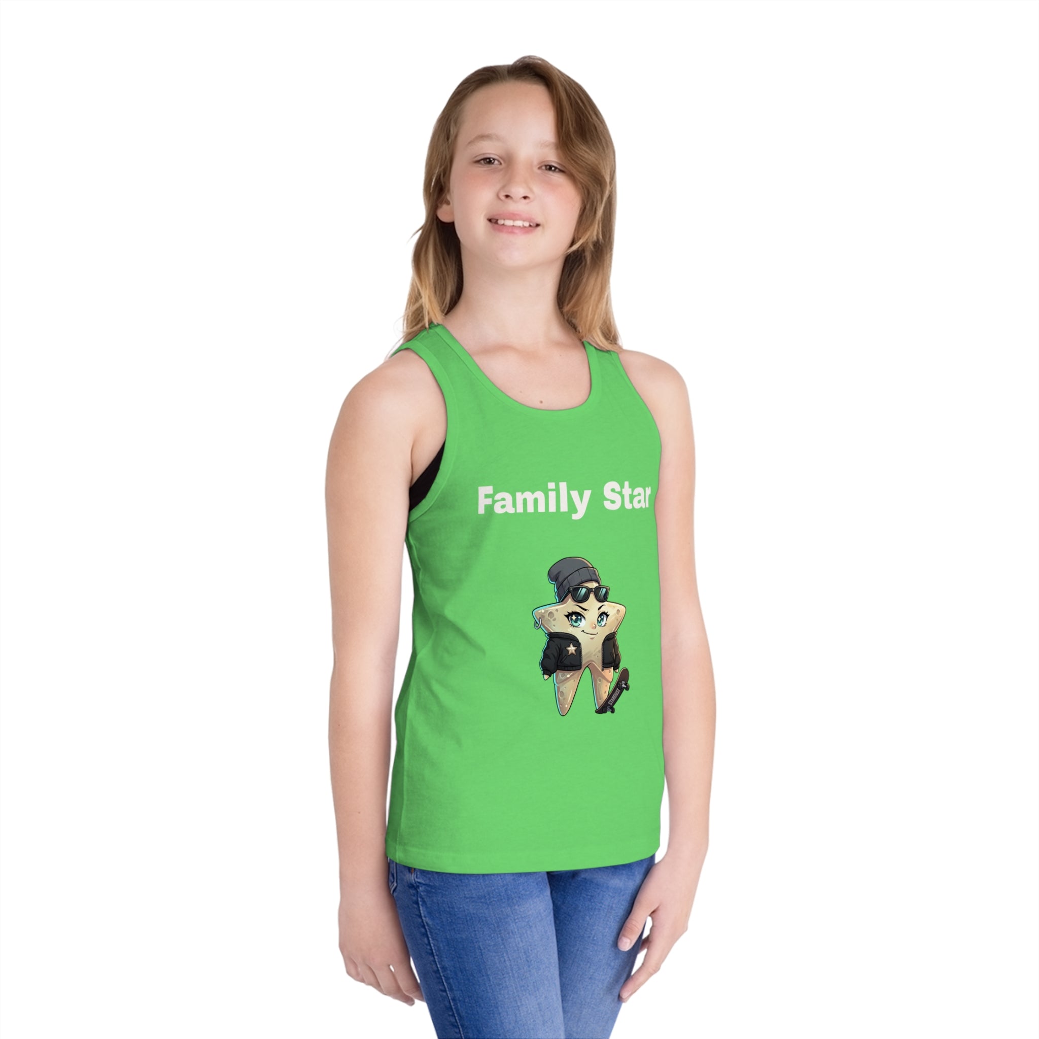 Kids' Tank Top — "Family Star" Girl Motorcycle Star Graphic