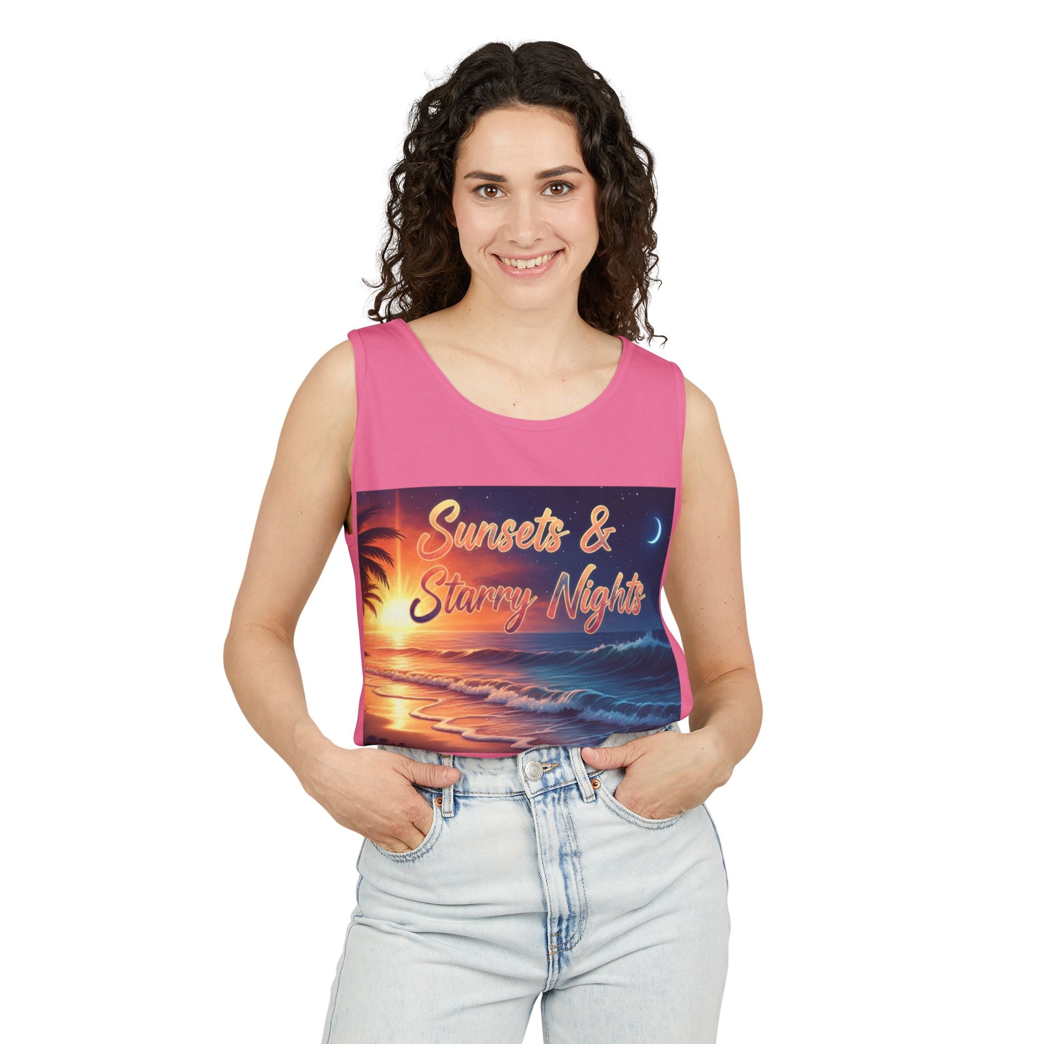 Sunsets & Starry Nights Unisex Tank Top — Beach Graphic Tee