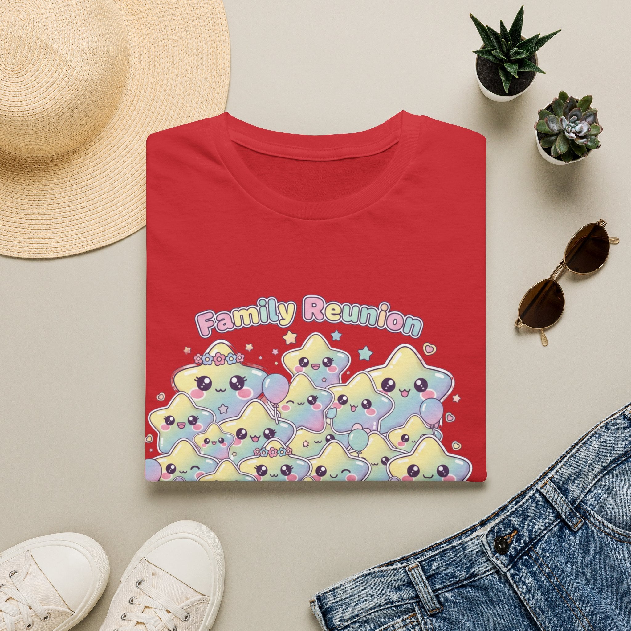 Family Reunion T-Shirt — Colorful Smiling Star Metallic