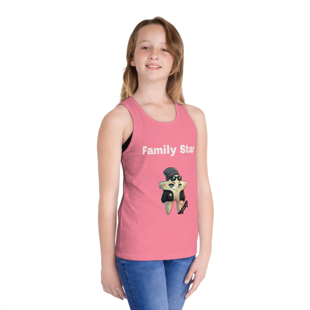 Kids' Tank Top — "Family Star" Girl Motorcycle Star Graphic