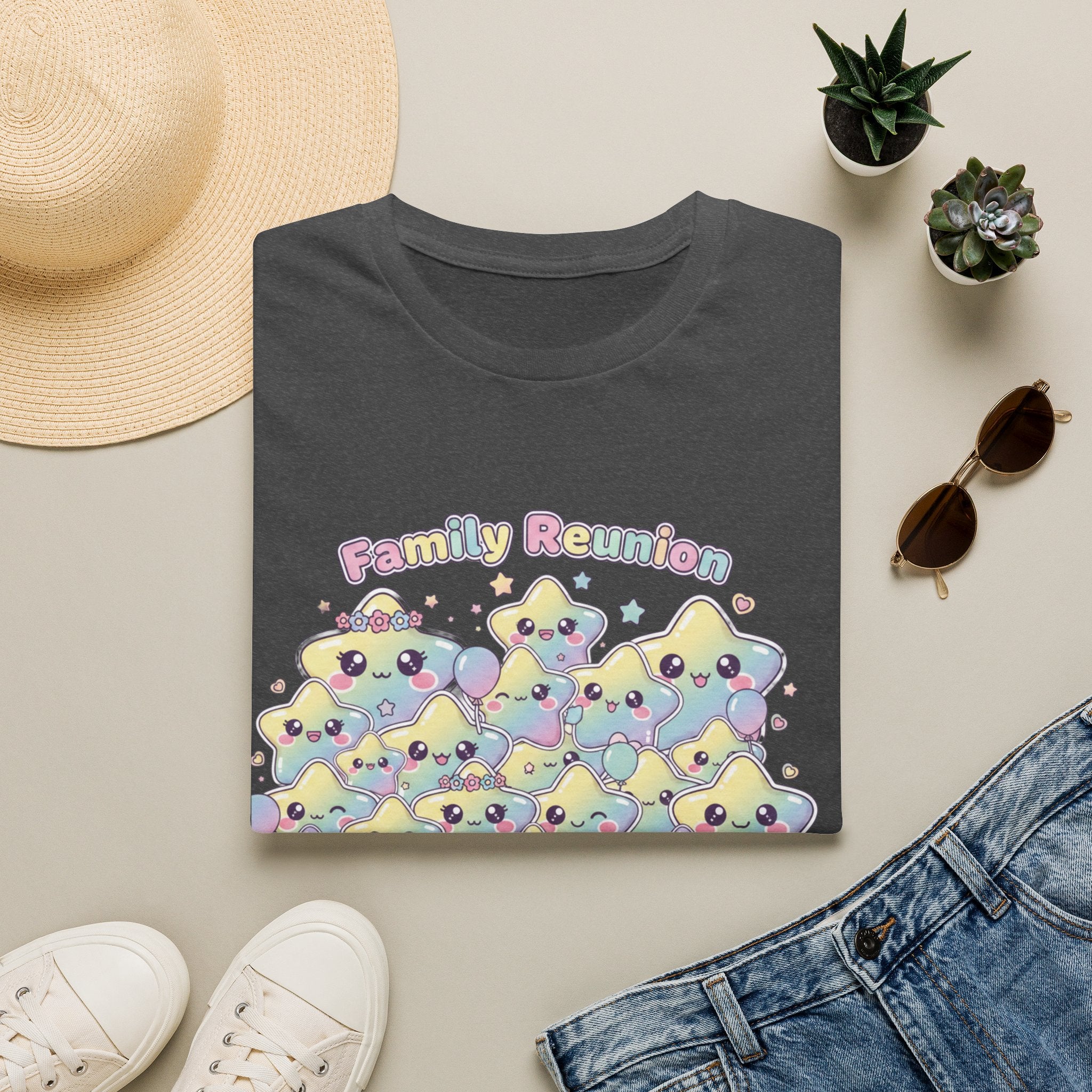 Family Reunion T-Shirt — Colorful Smiling Star Metallic