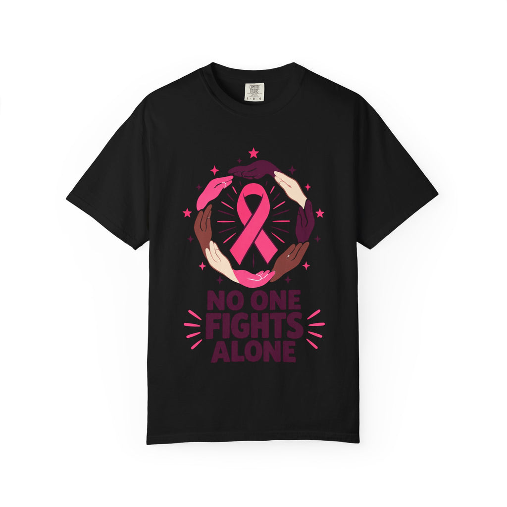 No One Fights Alone Breast Cancer Awareness Tee
