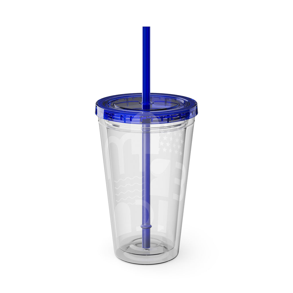 Patriotic Sunsplash Tumbler with Straw — 16oz