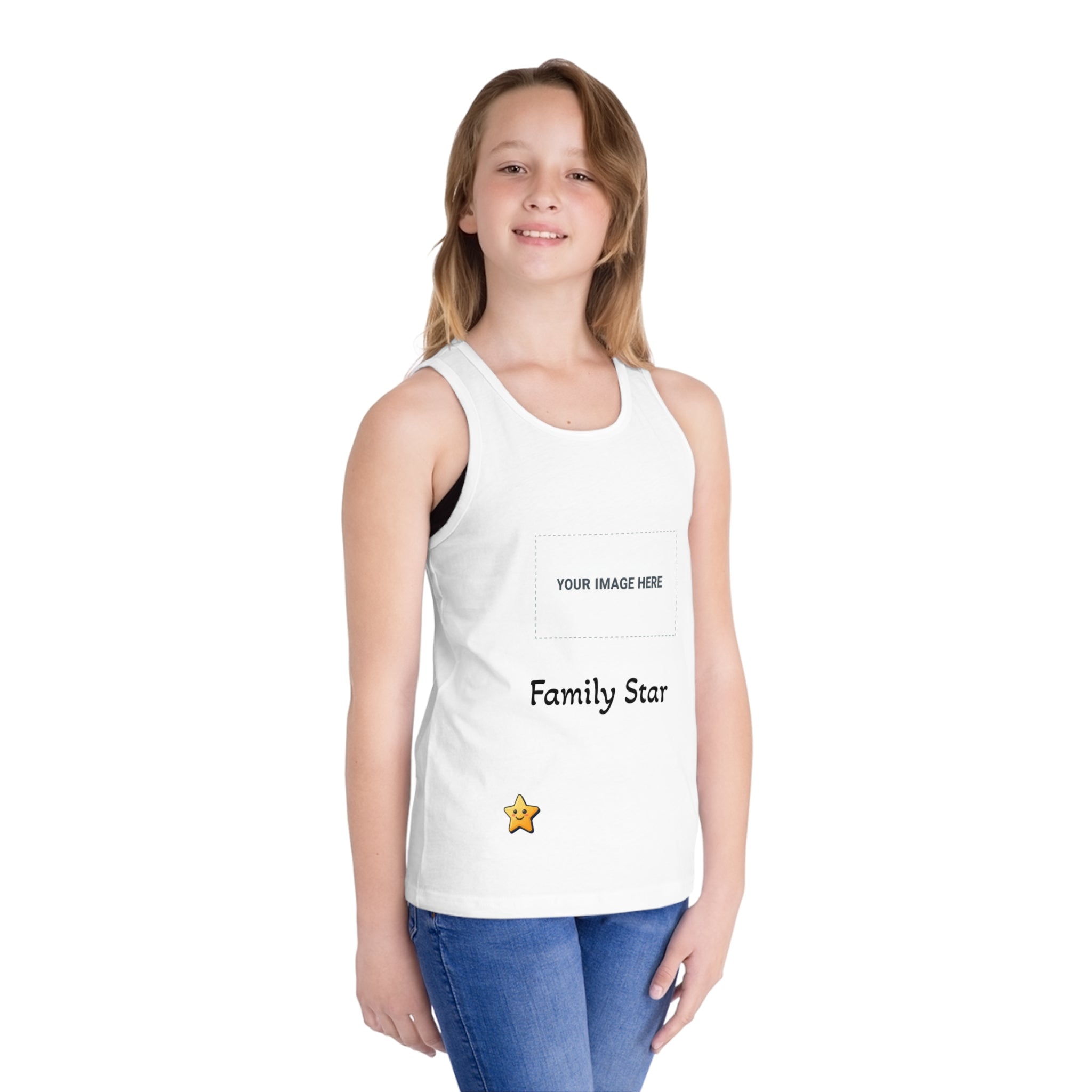 Family Star Kids Custom Photo Tank Top — Personalized Jersey Tee for Kids