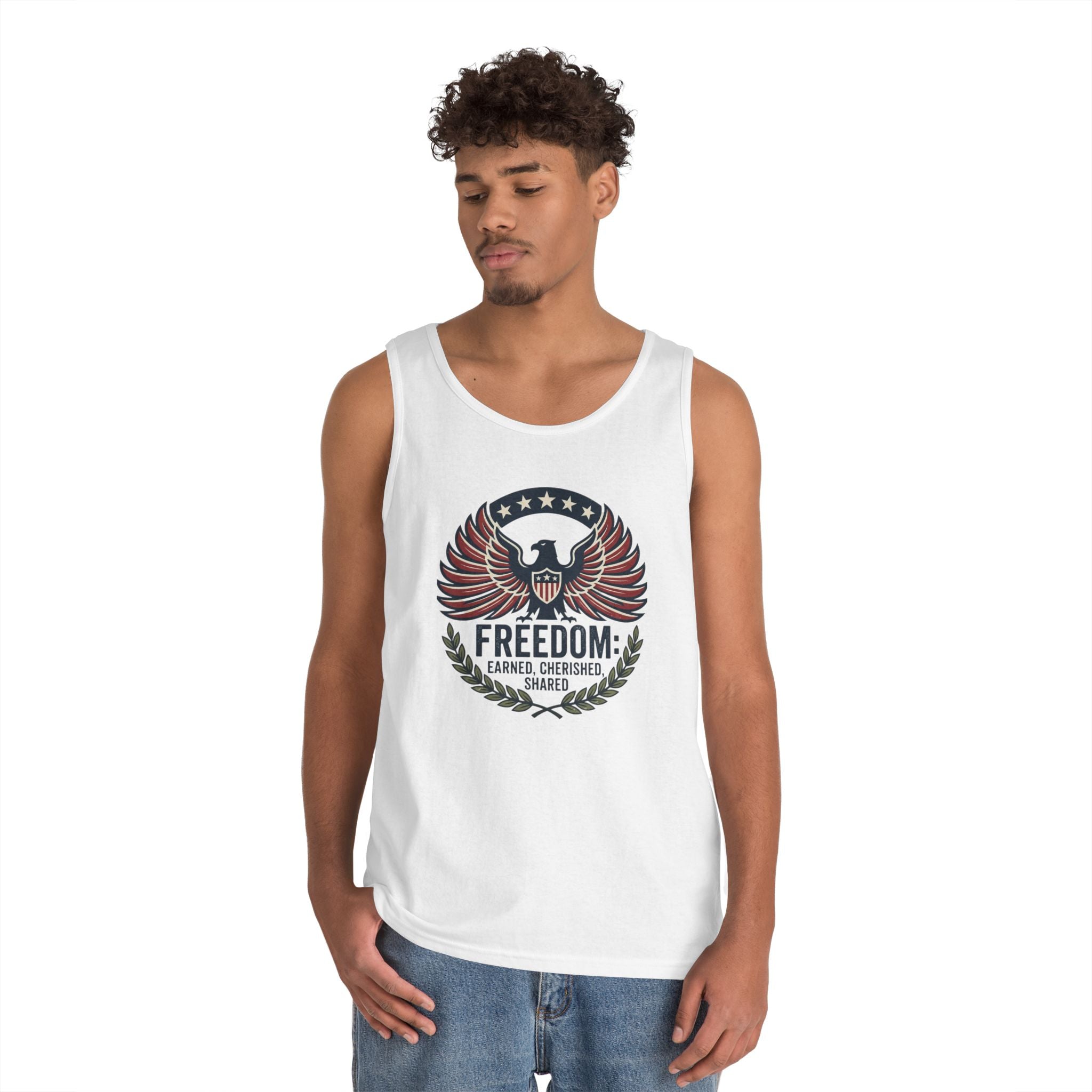 Freedom Eagle Tank Top — Patriotic Fireworks Graphic