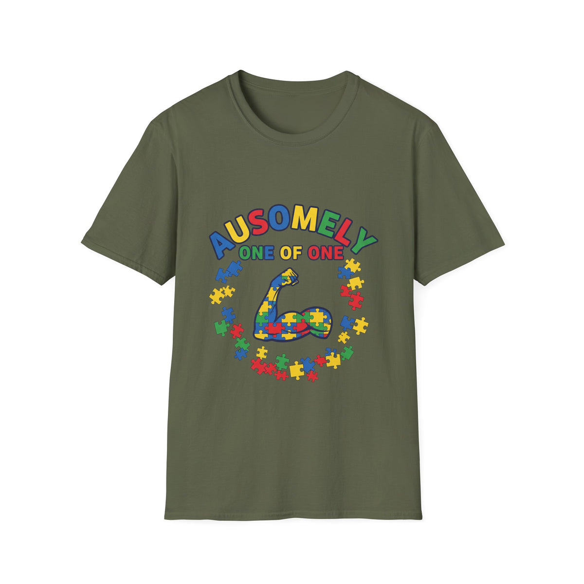 T-Shirt — “Ausomely One of One” Colorful Autism Awareness Tee