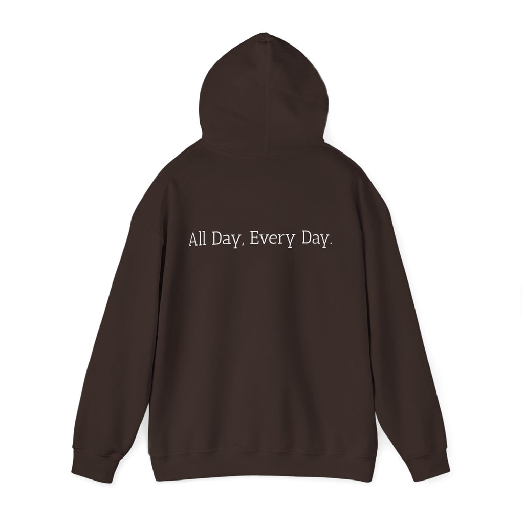 God's Problem Hoodie — "God's Problem" Front, "All Day, Every Day." Back | Minimal Faith Statement Sweatshirt