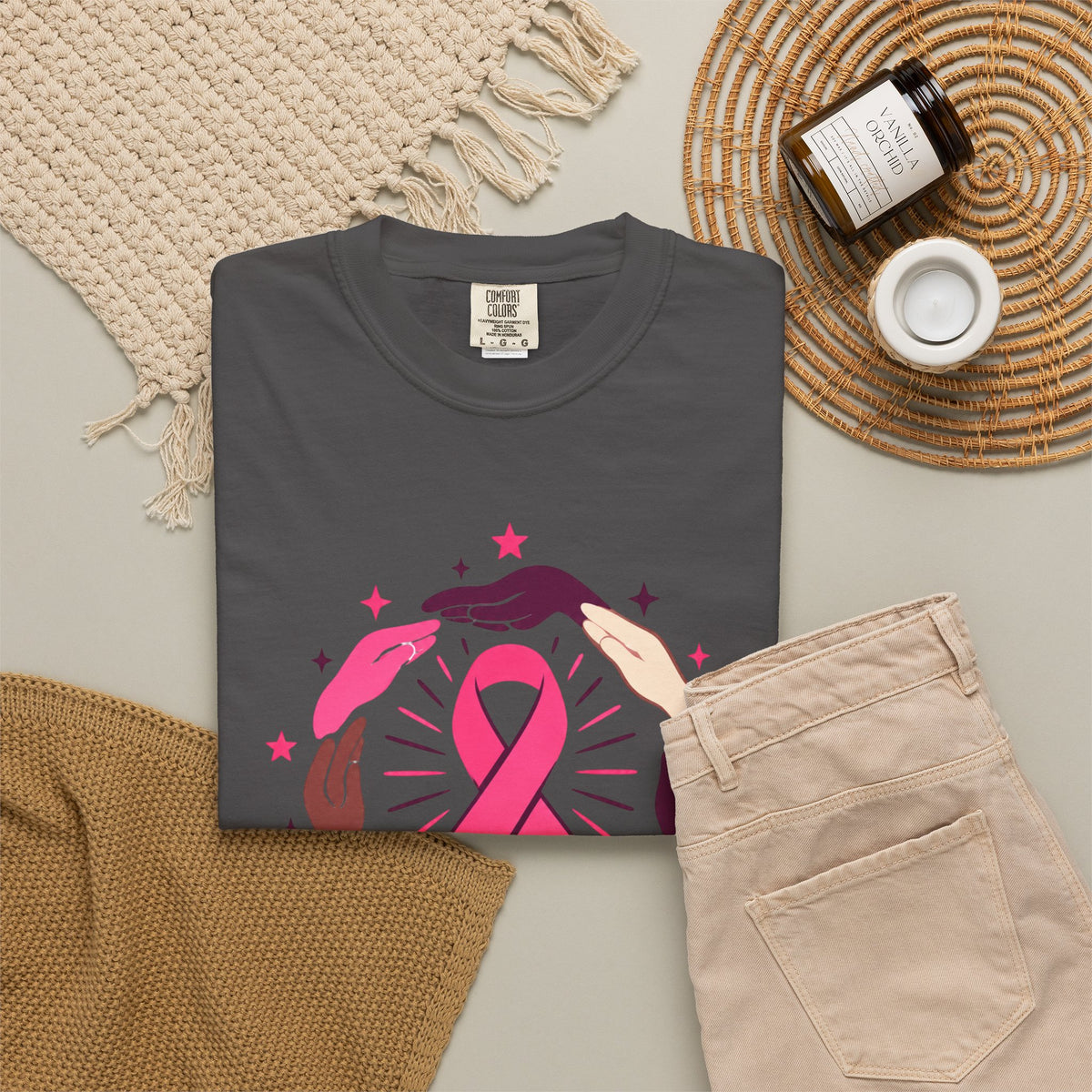 No One Fights Alone Breast Cancer Awareness Tee