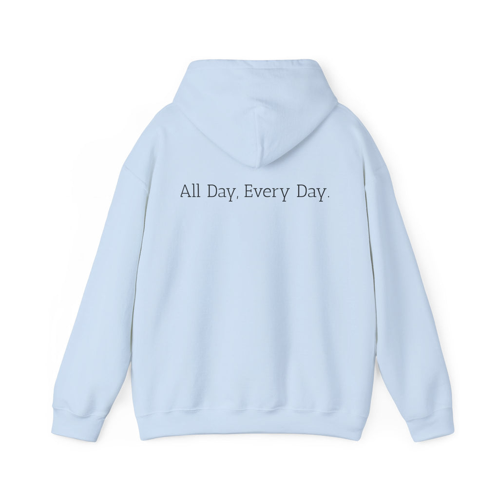 God's Problem Hoodie — "God's Problem" Front, "All Day, Every Day." Back | Minimal Faith Statement Sweatshirt