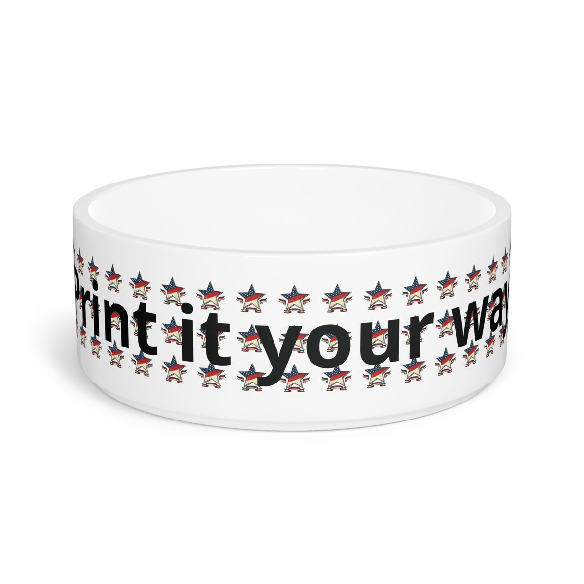 Patriotic Star Pet Bowl — Red White & Blue Patterned Dog Cat Bowl