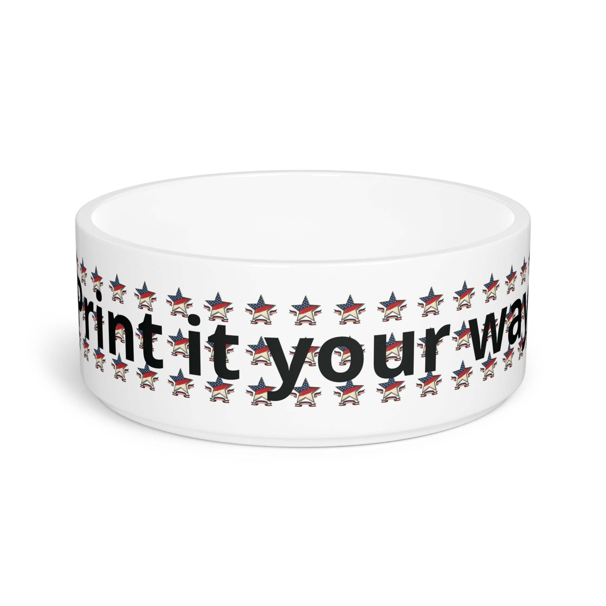 Patriotic Star Pet Bowl — Red White & Blue Patterned Dog Cat Bowl