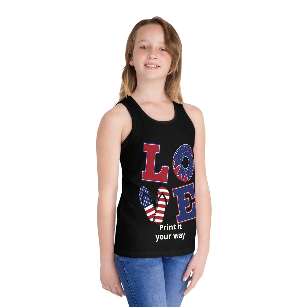 Patriotic 'LOVE' Peace Sign Kid's Jersey Tank Top