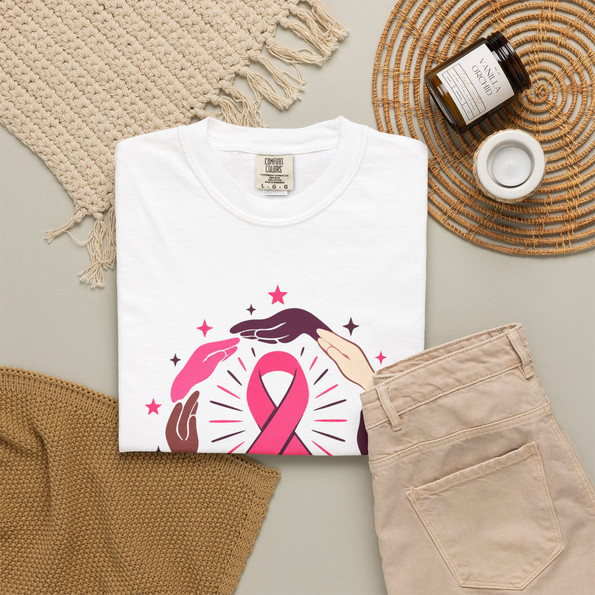 No One Fights Alone Breast Cancer Awareness Tee