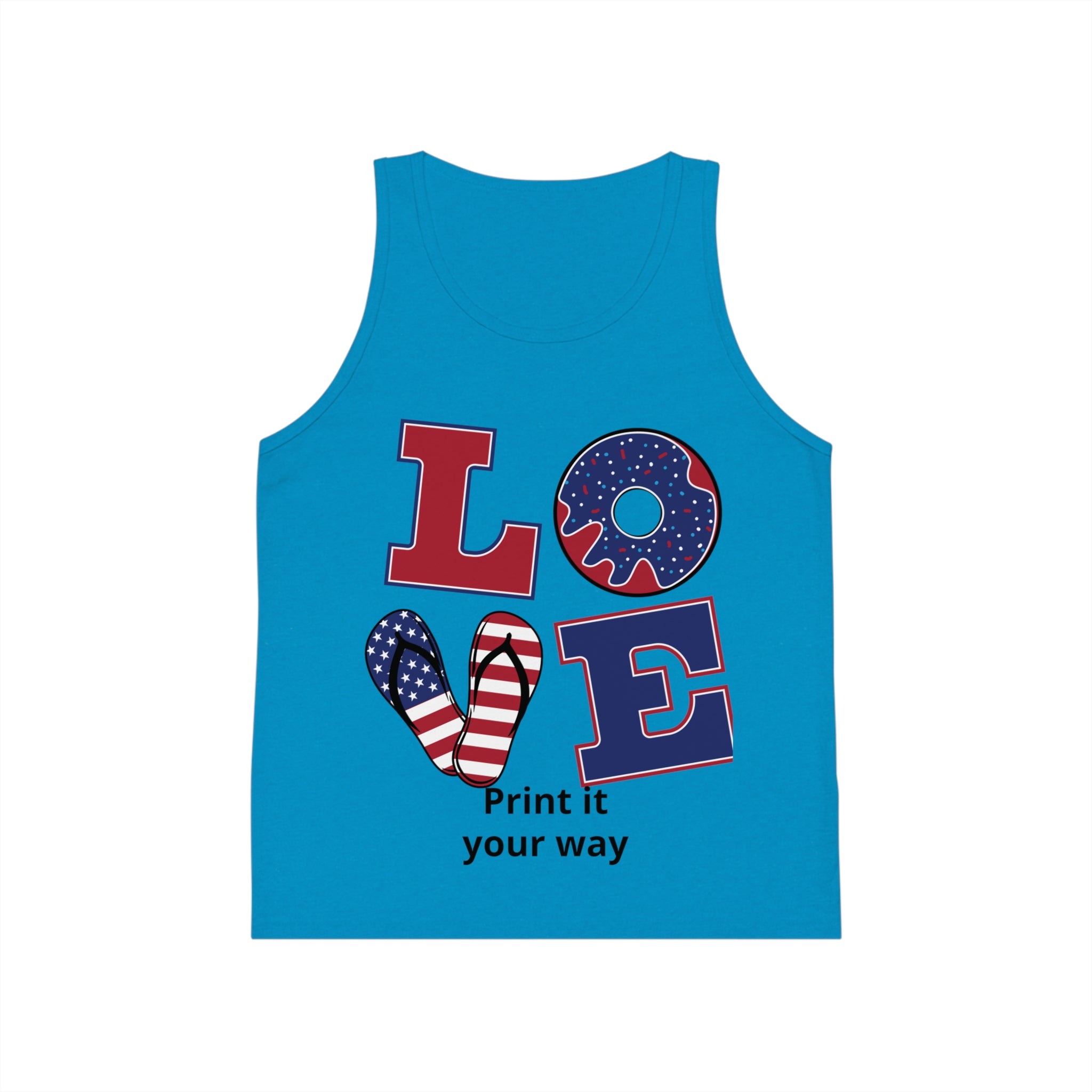 Patriotic 'LOVE' Peace Sign Kid's Jersey Tank Top