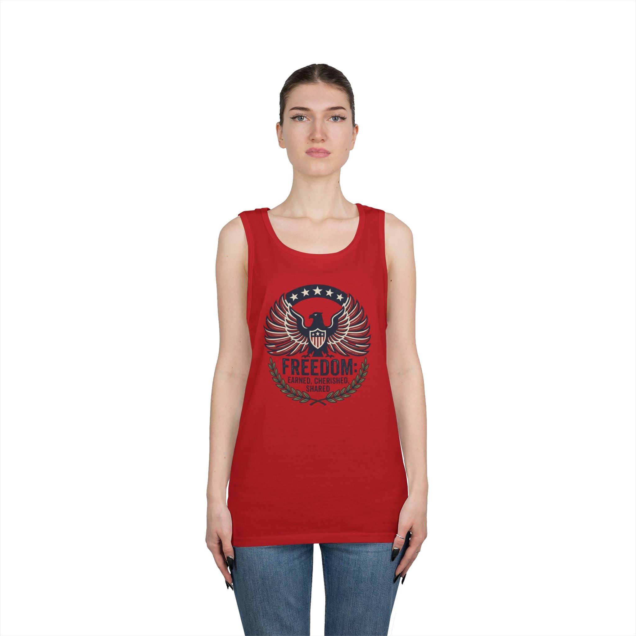 Freedom Eagle Tank Top — Patriotic Fireworks Graphic