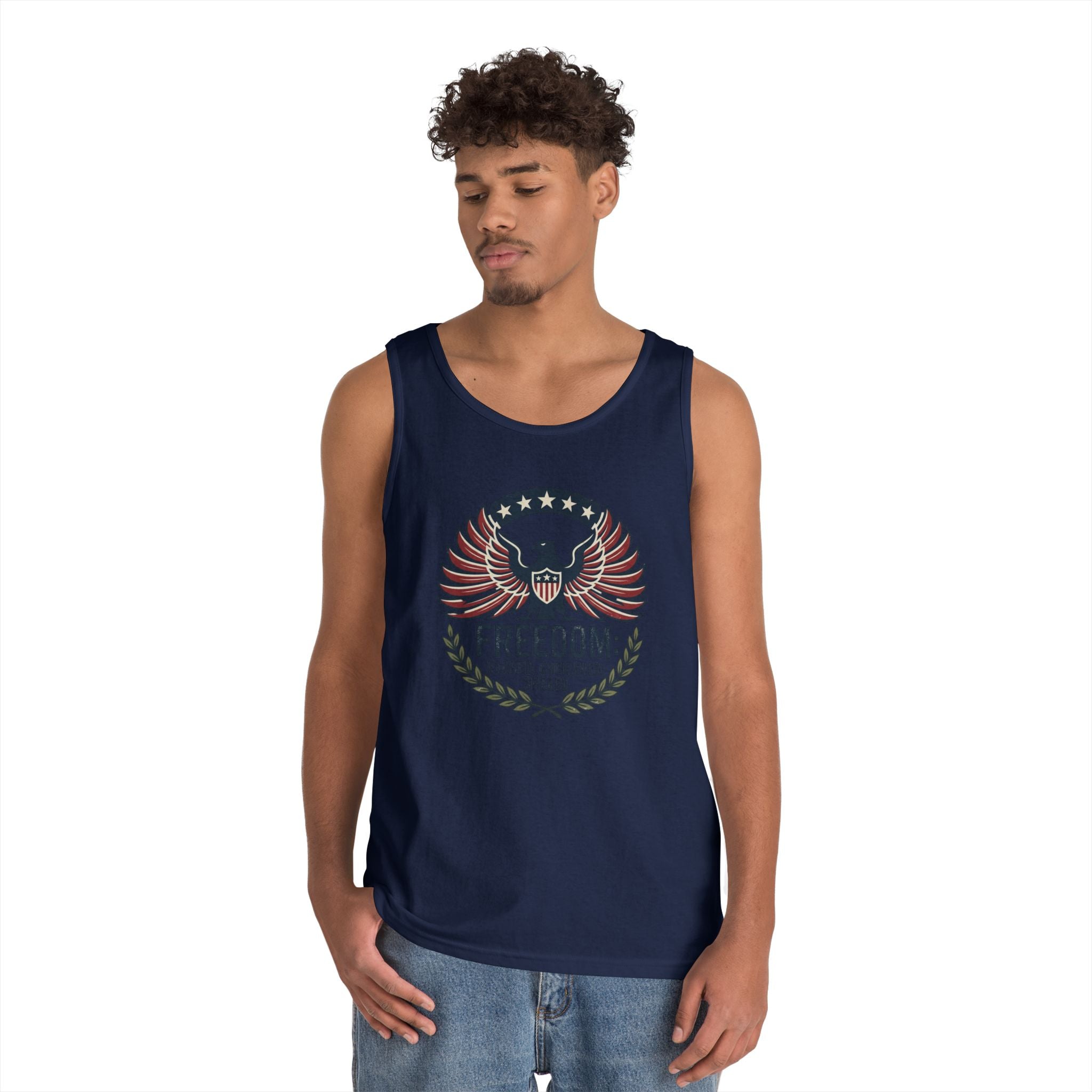 Freedom Eagle Tank Top — Patriotic Fireworks Graphic
