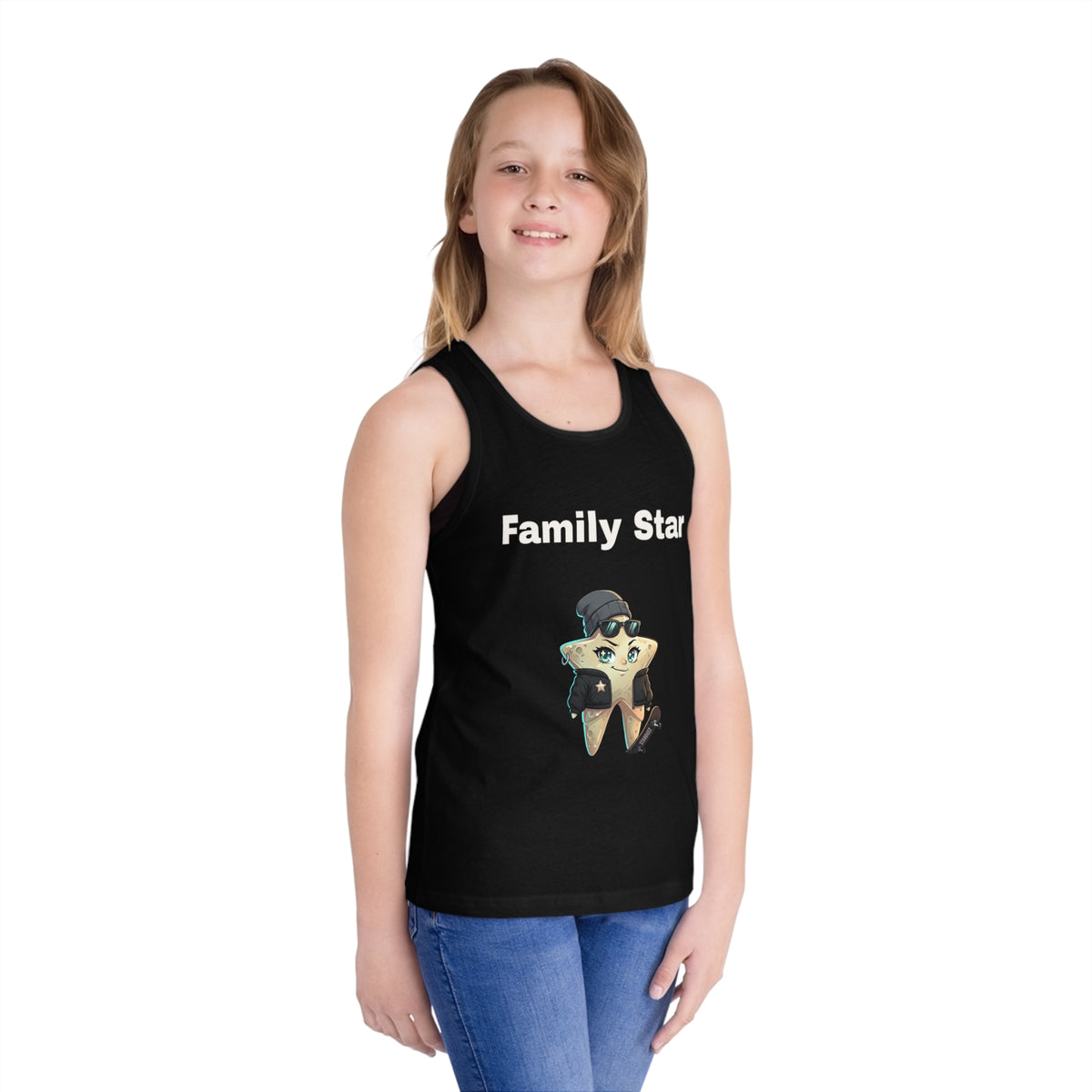 Kids' Tank Top — "Family Star" Girl Motorcycle Star Graphic