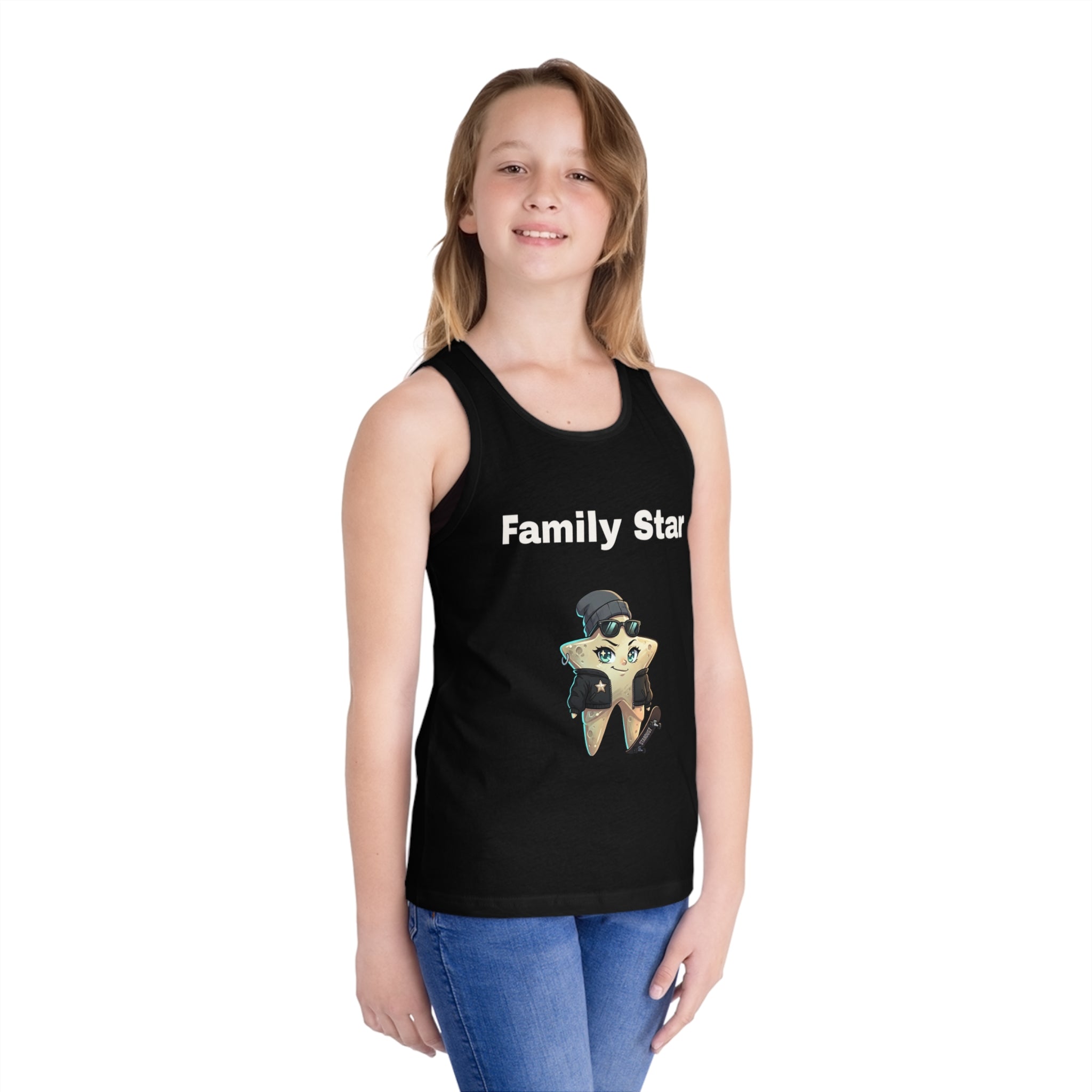 Kids' Tank Top — "Family Star" Girl Motorcycle Star Graphic