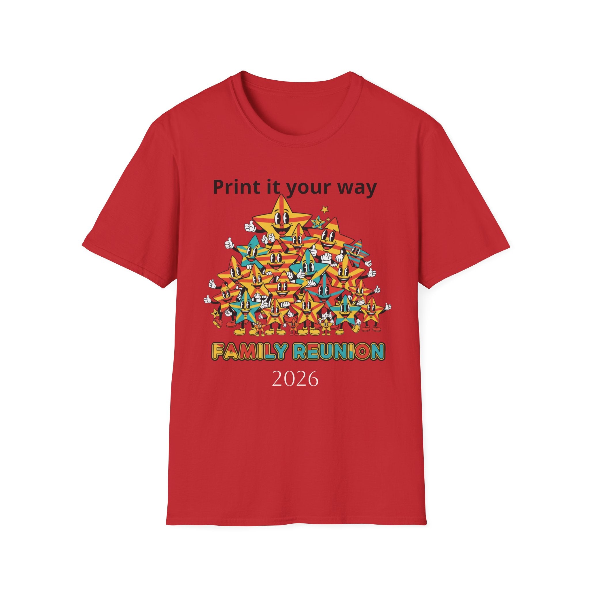Family Reunion T-Shirt — Colorful Smiling Star Pile