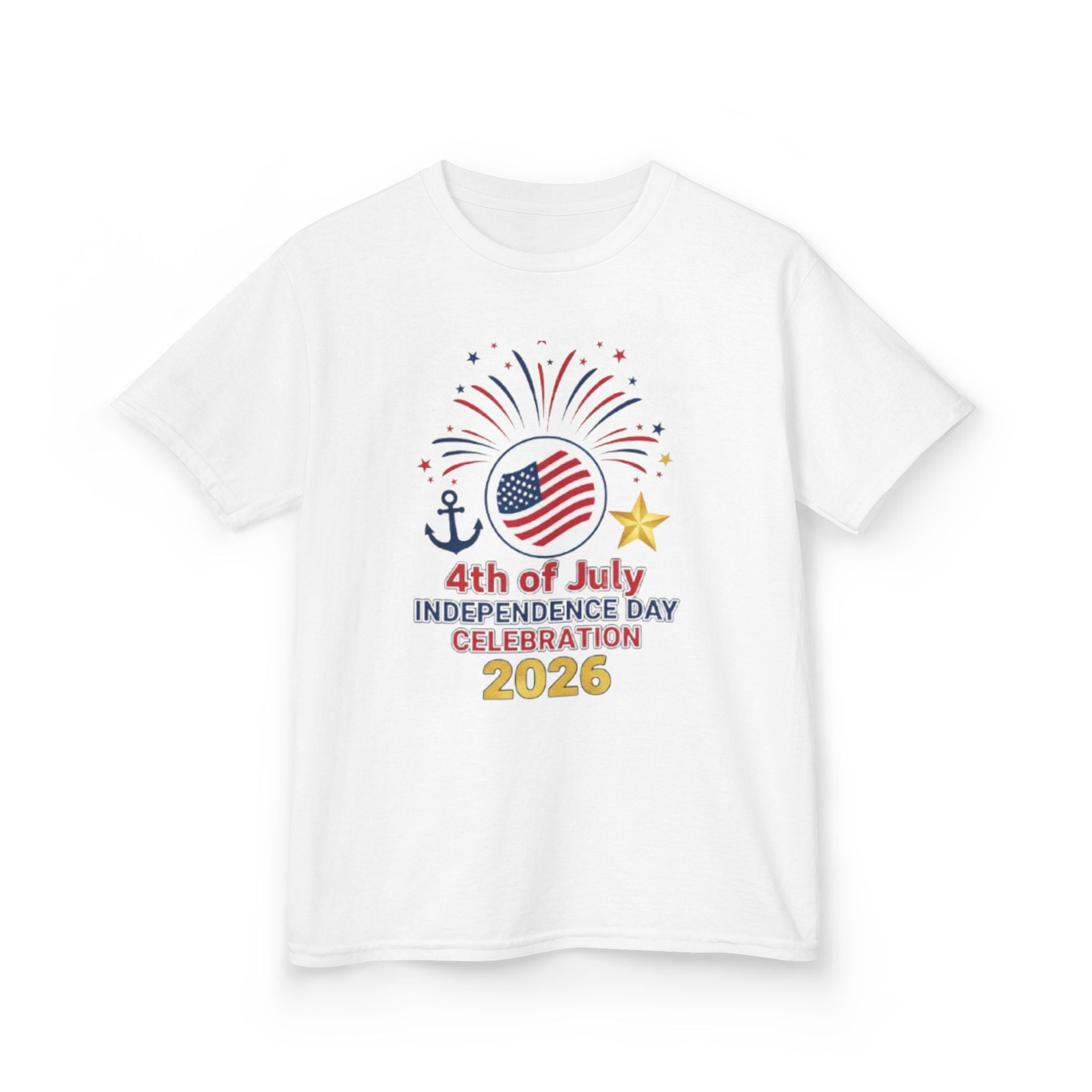 Kids Tee — 4th of July Fireworks American Flag Design