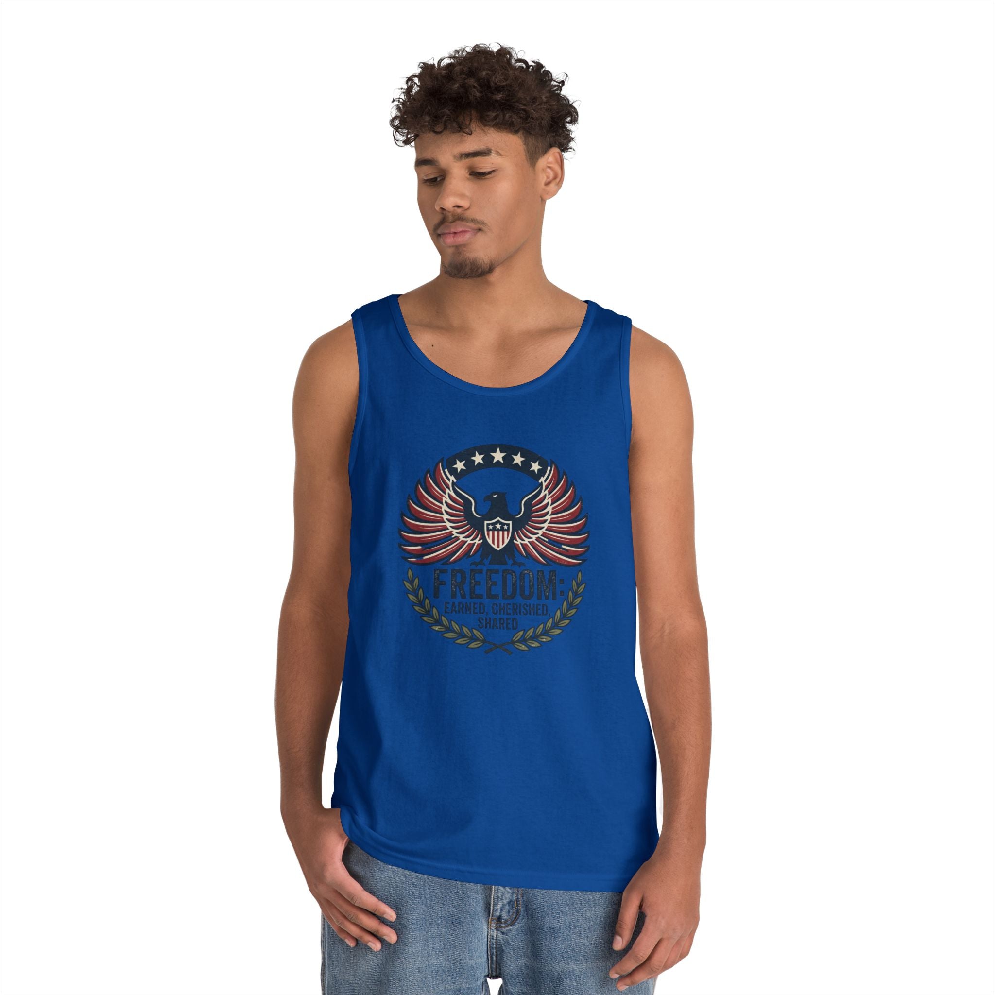 Freedom Eagle Tank Top — Patriotic Fireworks Graphic