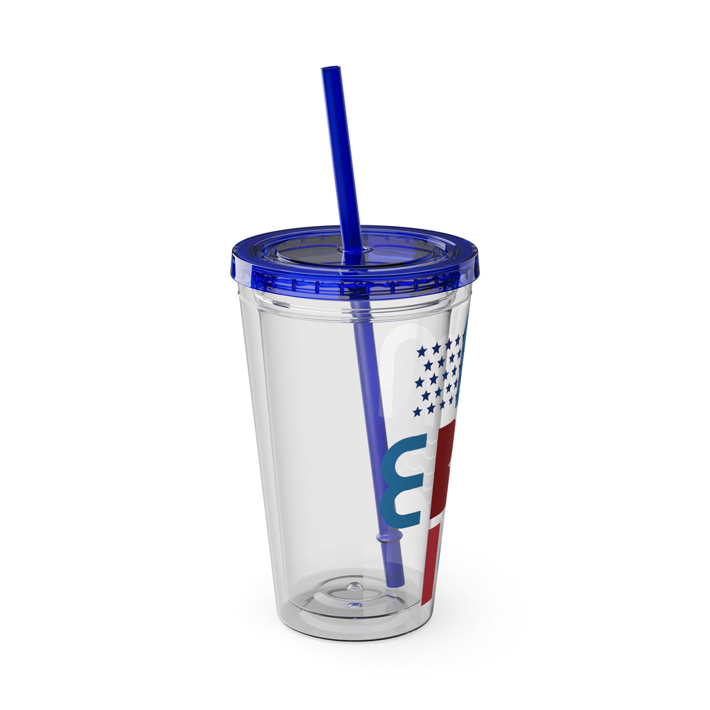 Patriotic Sunsplash Tumbler with Straw — 16oz