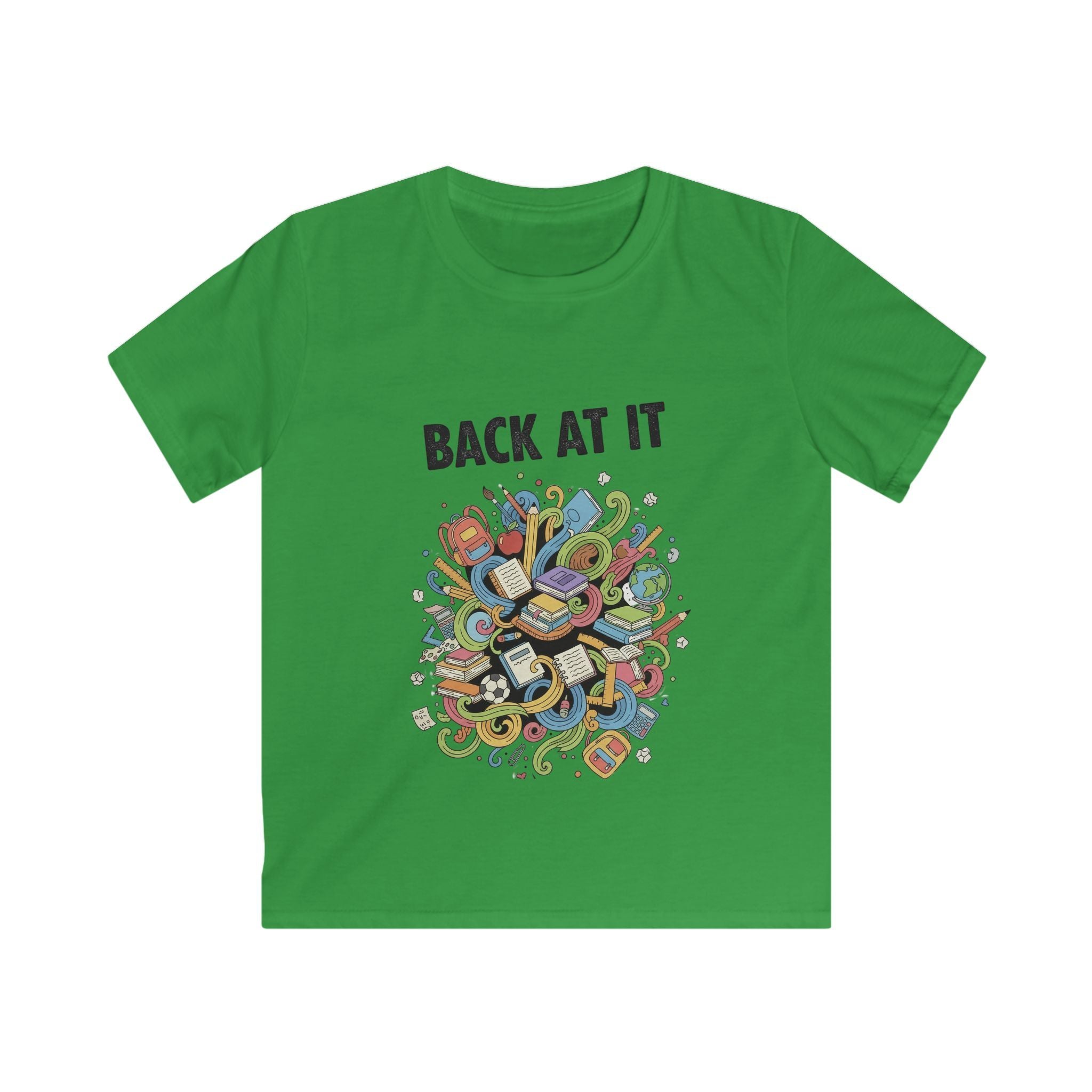 Kids Tee — "Back At It" Colorful Skate & Music Doodle Graphic
