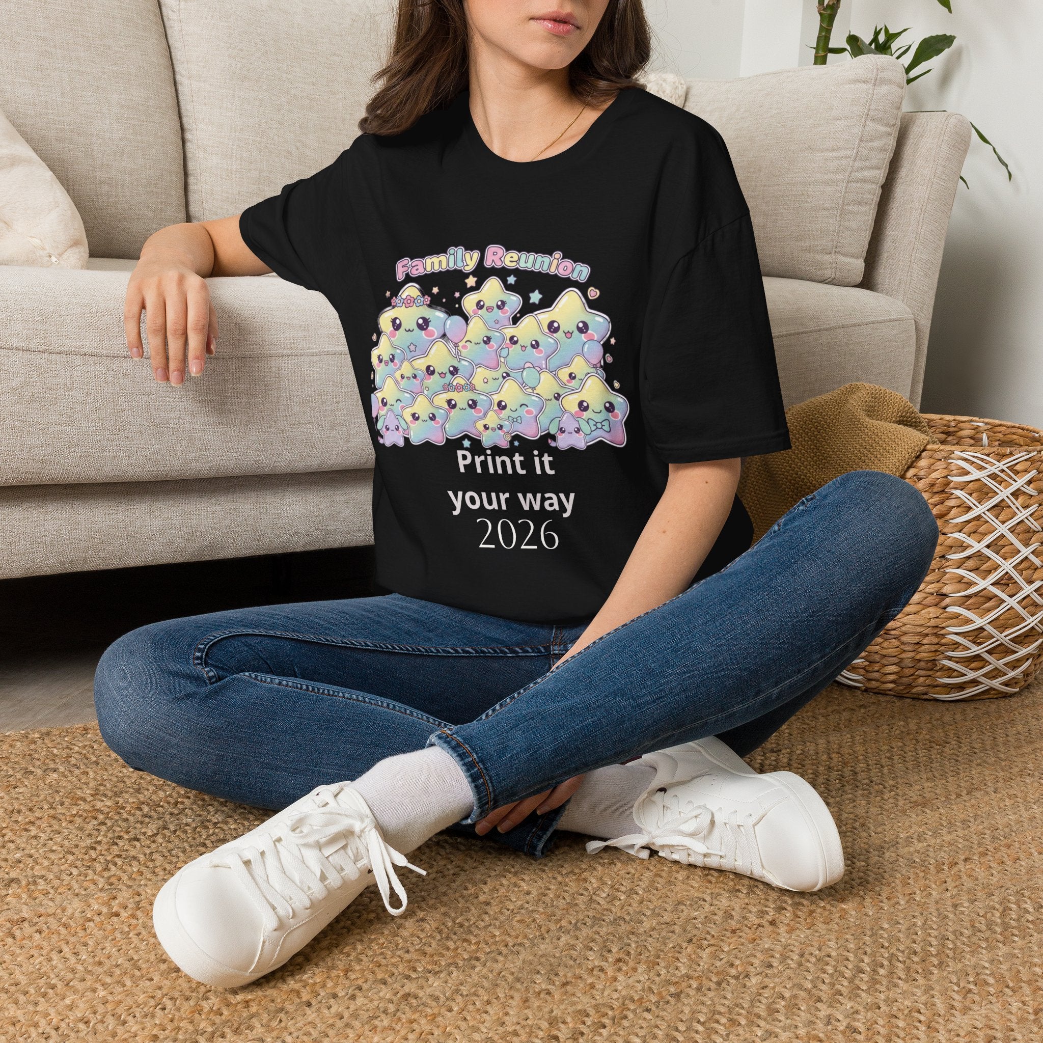 Family Reunion T-Shirt — Colorful Smiling Star Metallic