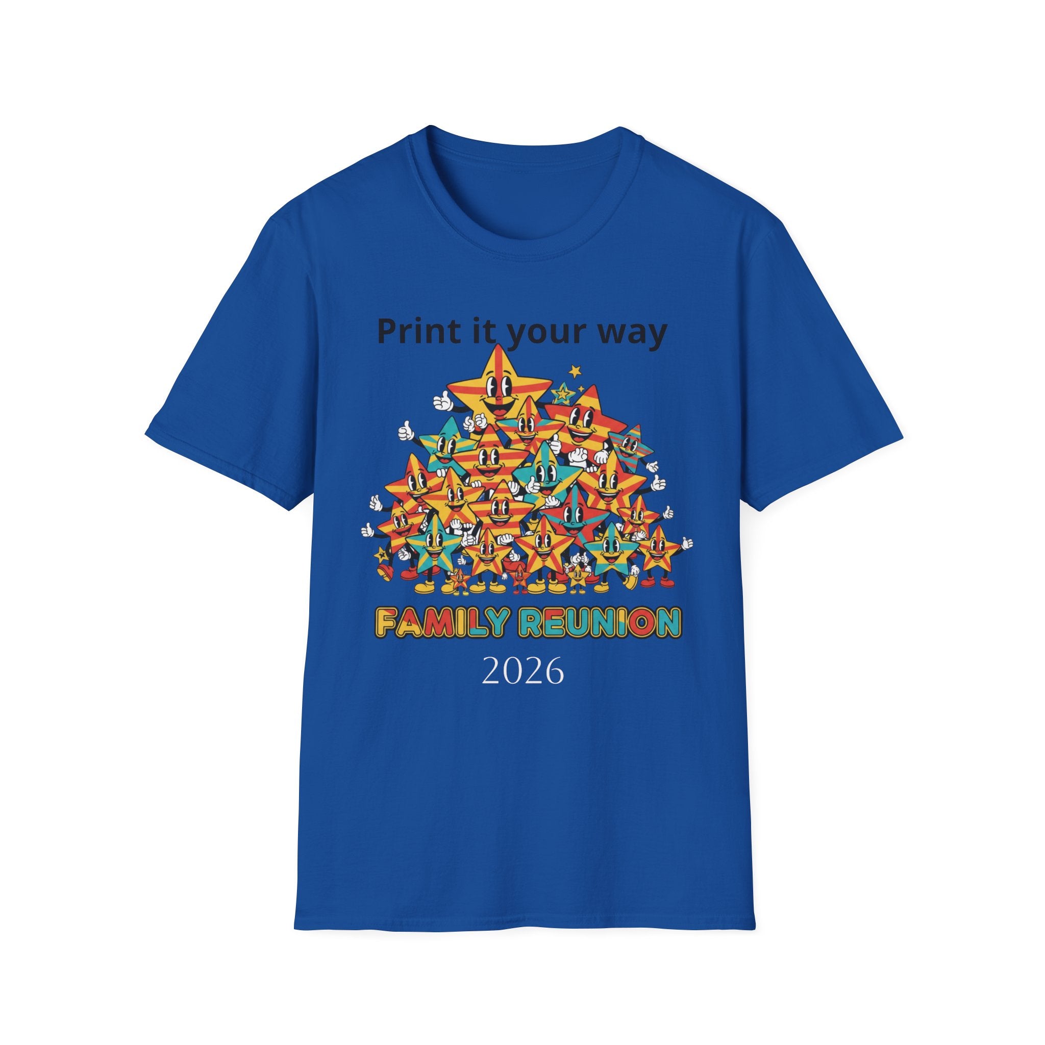 Family Reunion T-Shirt — Colorful Smiling Star Pile