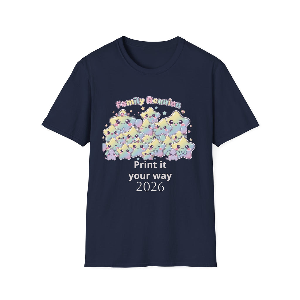 Family Reunion T-Shirt — Colorful Smiling Star Metallic