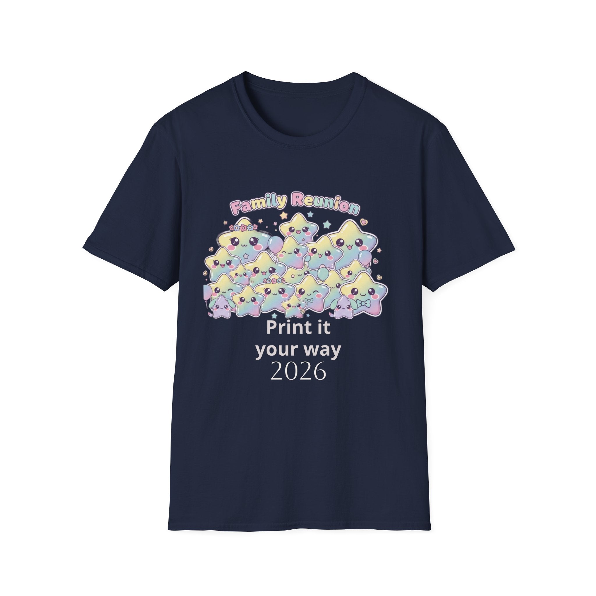Family Reunion T-Shirt — Colorful Smiling Star Metallic