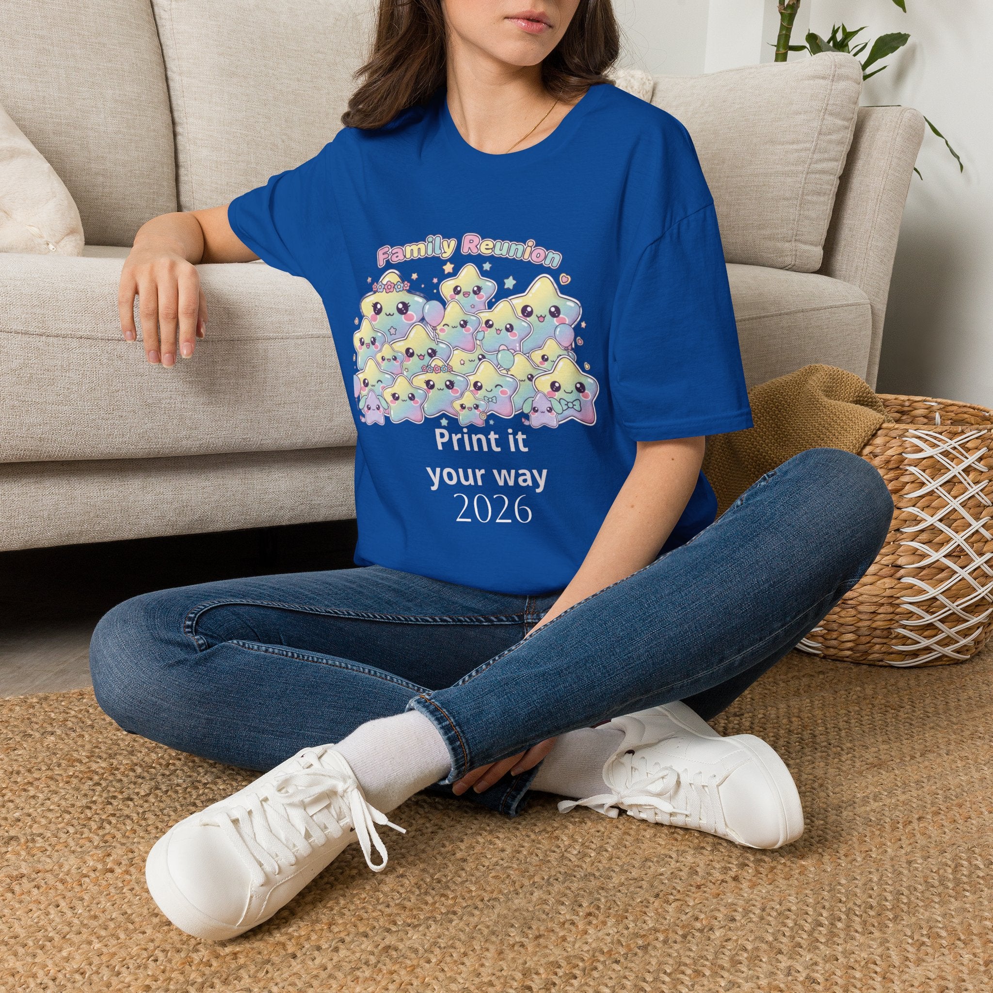 Family Reunion T-Shirt — Colorful Smiling Star Metallic