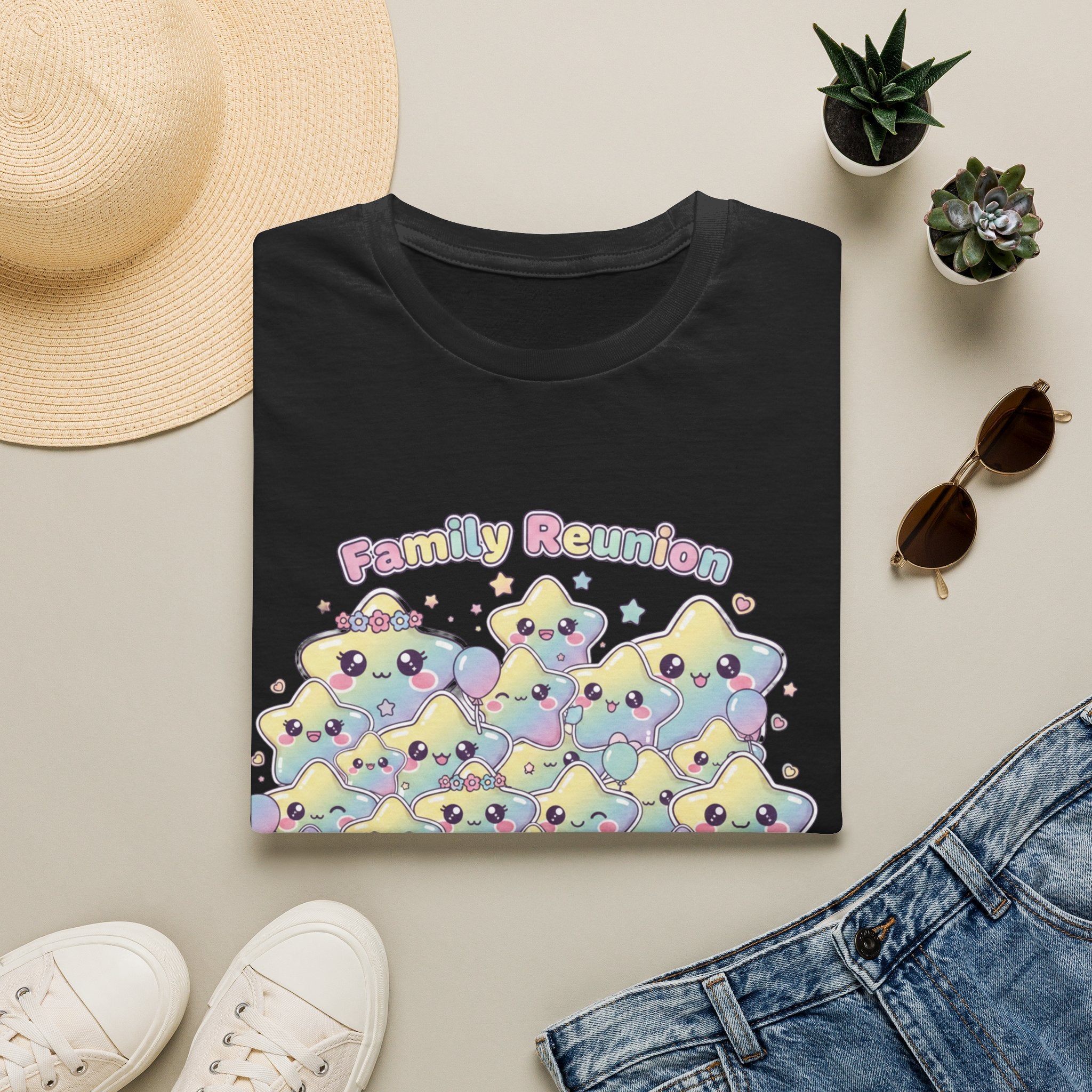 Family Reunion T-Shirt — Colorful Smiling Star Metallic
