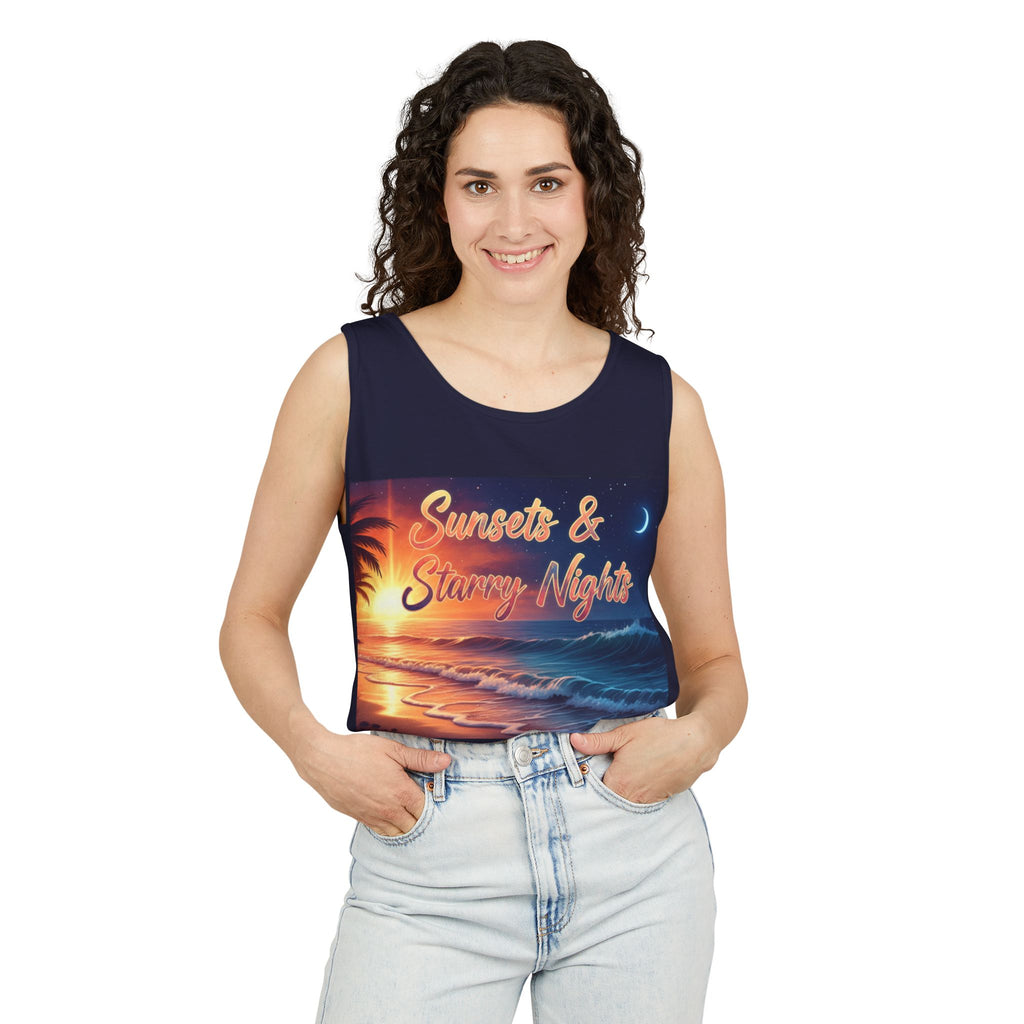 Sunsets & Starry Nights Unisex Tank Top — Beach Graphic Tee