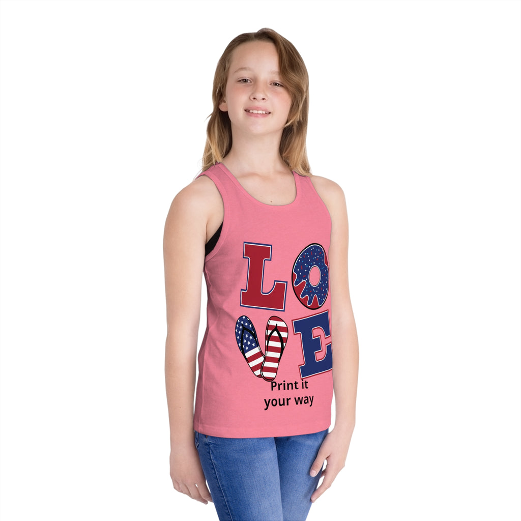 Patriotic 'LOVE' Peace Sign Kid's Jersey Tank Top