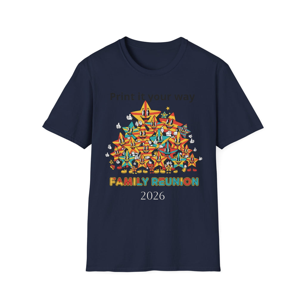Family Reunion T-Shirt — Colorful Smiling Star Pile