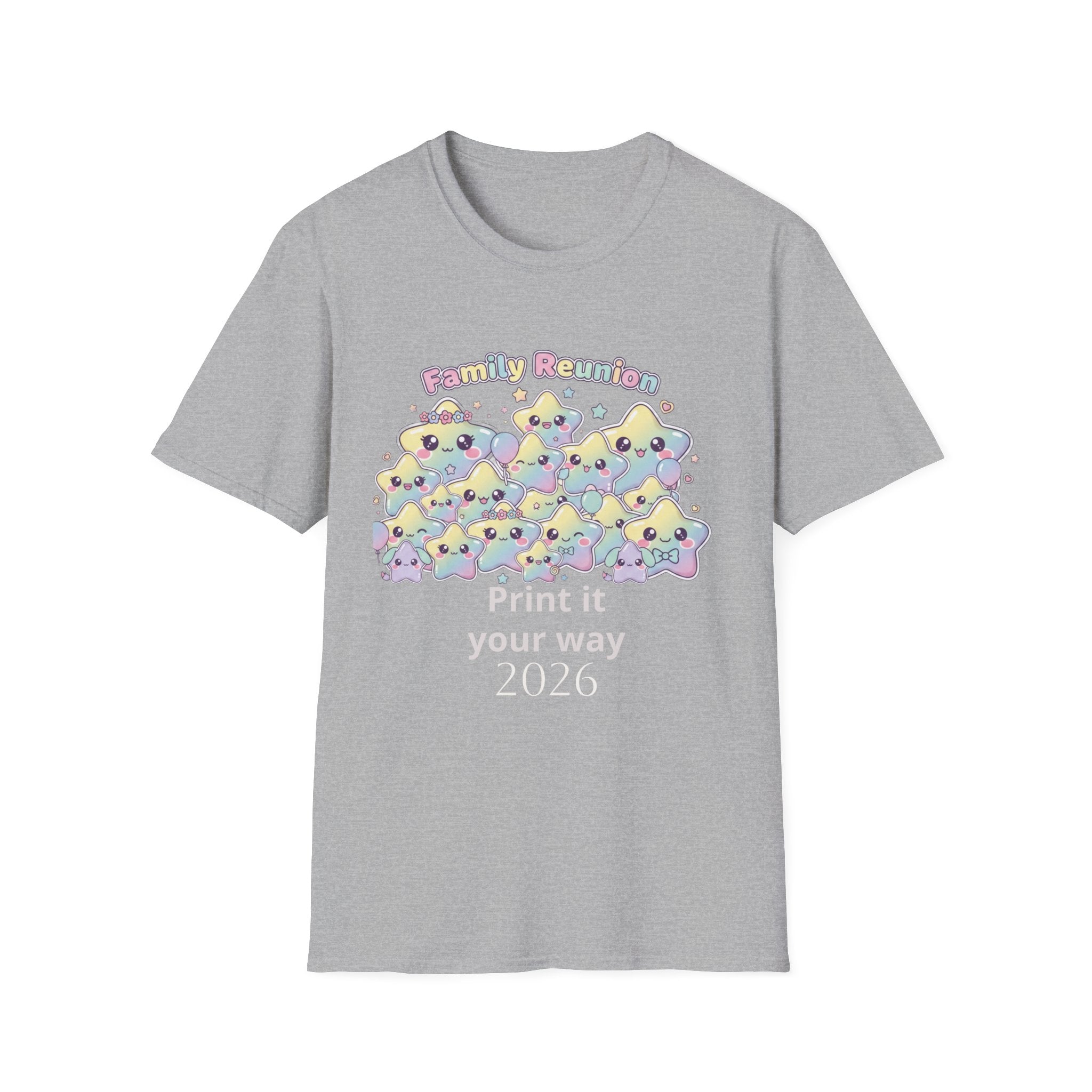 Family Reunion T-Shirt — Colorful Smiling Star Metallic
