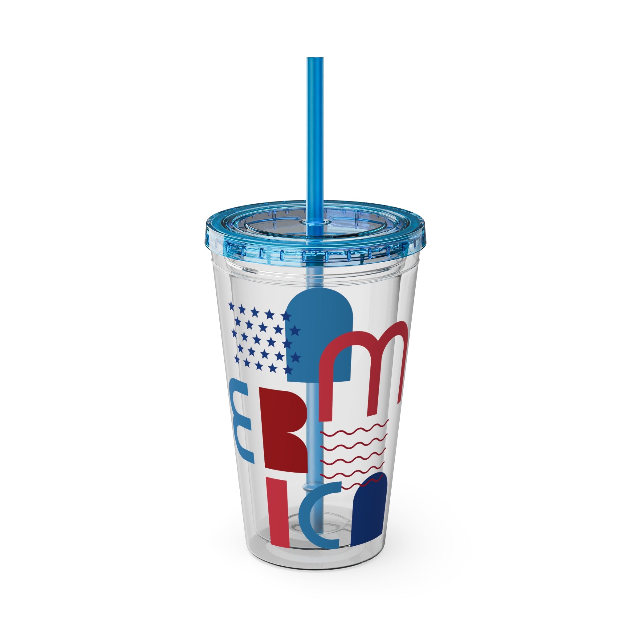 Patriotic Sunsplash Tumbler with Straw — 16oz