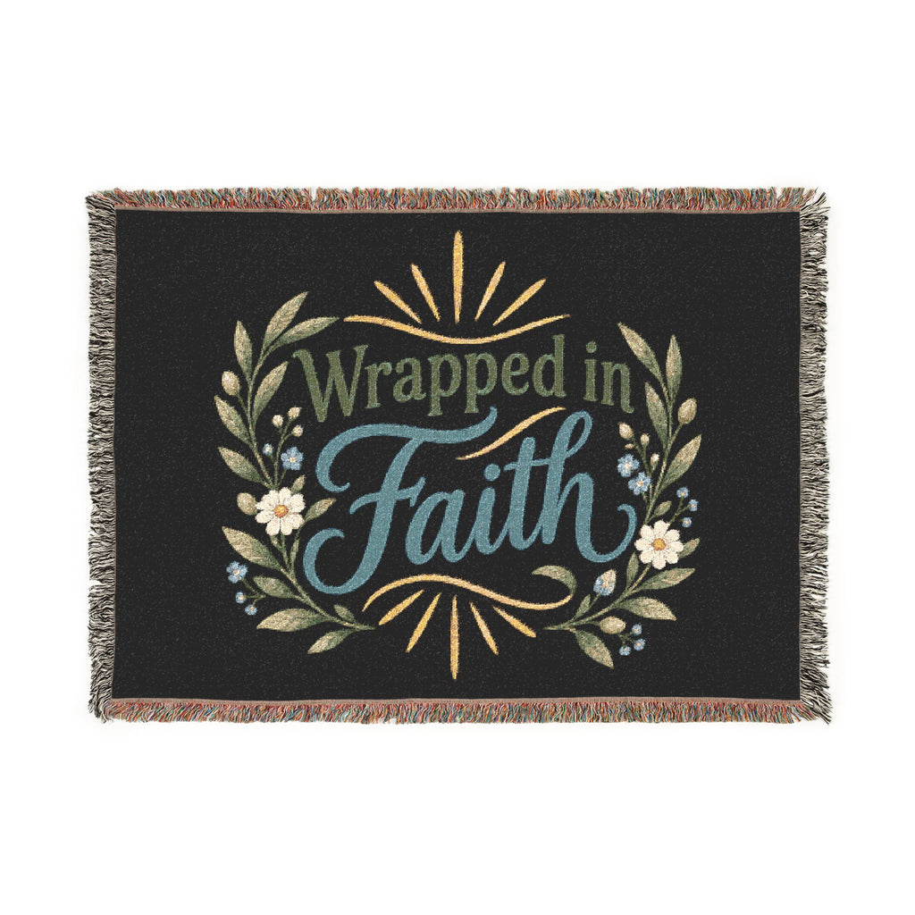 Faith Woven Blanket — "Wrapped in Faith" Inspirational Throw