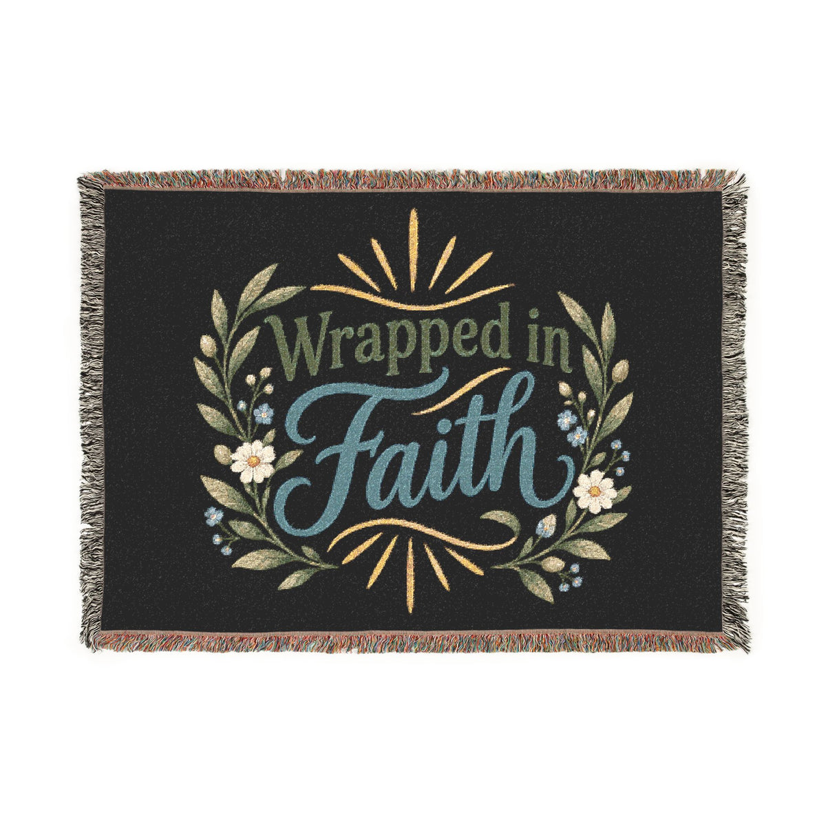 Faith Woven Blanket — "Wrapped in Faith" Inspirational Throw