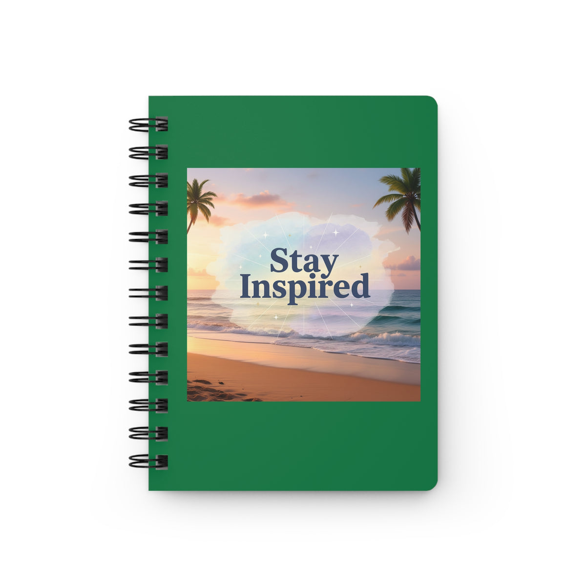 Stay Inspired Beach Spiral Notebook | Family Star (green)
