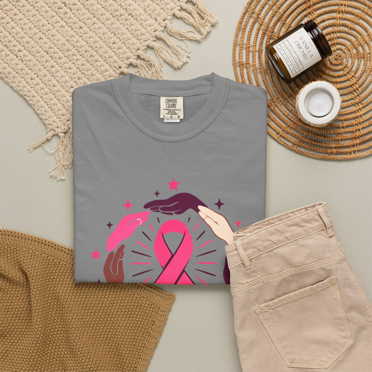 No One Fights Alone Breast Cancer Awareness Tee