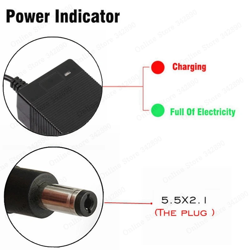 36V Lithium Battery Charger — 42V 2A Universal Output