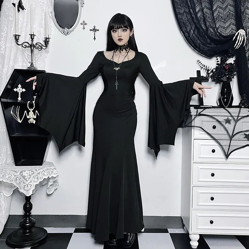 Autumn and Winter New Halloween Fashion Elegant Slim-fit Dress Bat Sleeve Fishtail Dress Women's Clothing