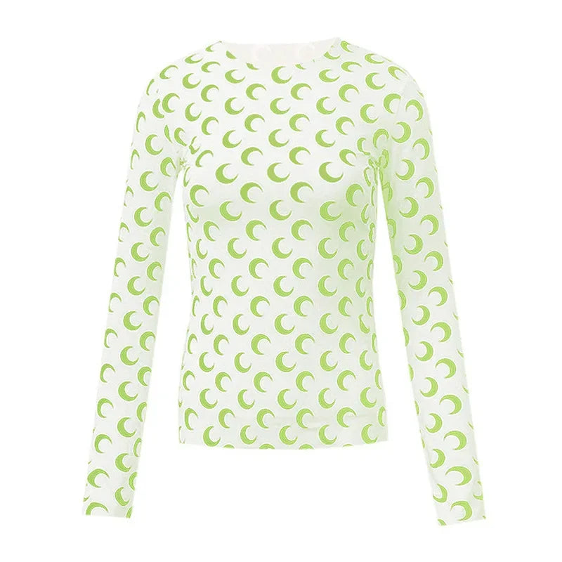 Printed Mesh Women's Long Sleeve Top — Ice Silk Sun Protection Layer