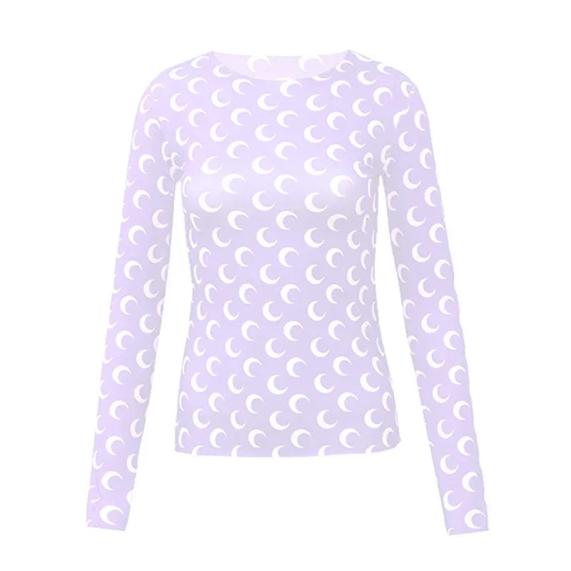Printed Mesh Women's Long Sleeve Top — Ice Silk Sun Protection Layer
